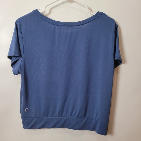 Zyia Active Womens Blue Twist-Front Short-Sleeve Top L Modal/Polyester Stretchy - Picture 6 of 9